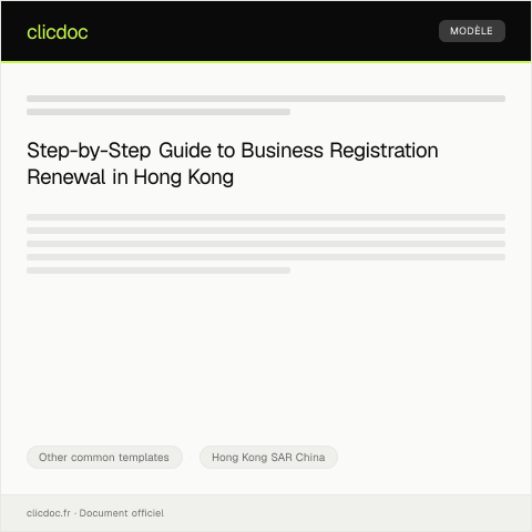 Document preview: Application for Hong Kong Business Registration Renewal (香港商業登記續期申請) — Other common templates, Hong Kong SAR China