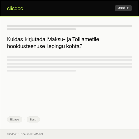 Document preview: Hooldus- ja hooldusteenuse leping ning arve — Eluase, Eesti