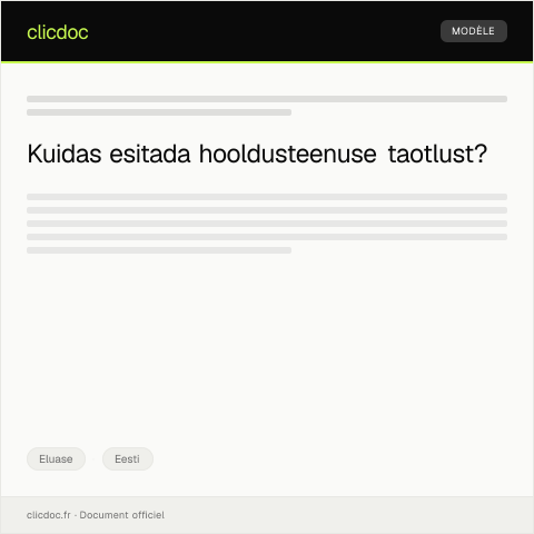 Document preview: Hooldus- ja hooldusteenuse taotlus või leping — Eluase, Eesti