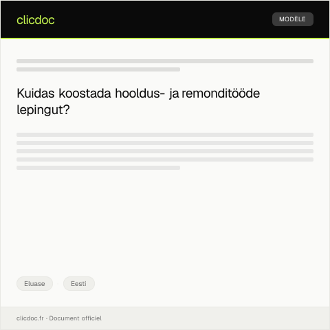 Document preview: Hooldus- ja remonditööde ajakava ning leping — Eluase, Eesti
