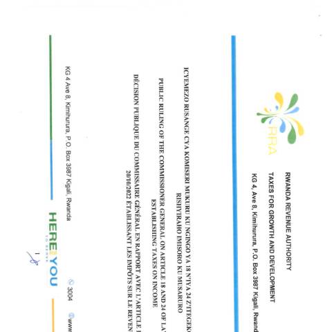 Document preview: CG RULES HOTELS STAFF FEEDING — CG directive / ruling, Rwanda (CERFA n°CG_RULES_-_HOTELS_STAFF_FEEDING)