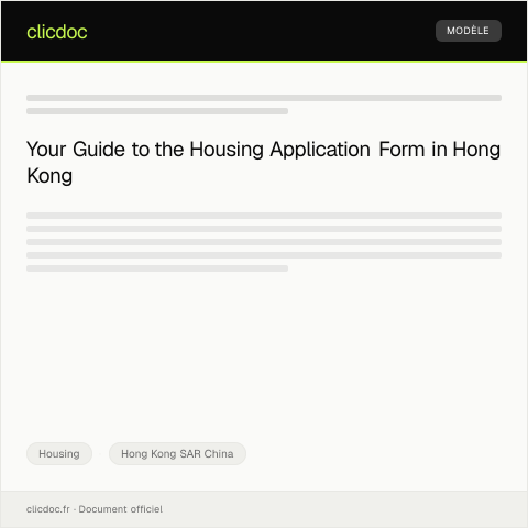 Document preview: Housing Application Form房屋申請表 — Housing, Hong Kong SAR China