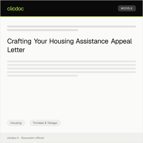 Document preview: Form for Housing Assistance Appeal — Housing, Trinidad & Tobago