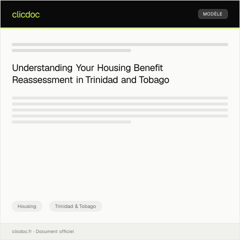 Document preview: Form for Housing Benefit Reassessment — Housing, Trinidad & Tobago