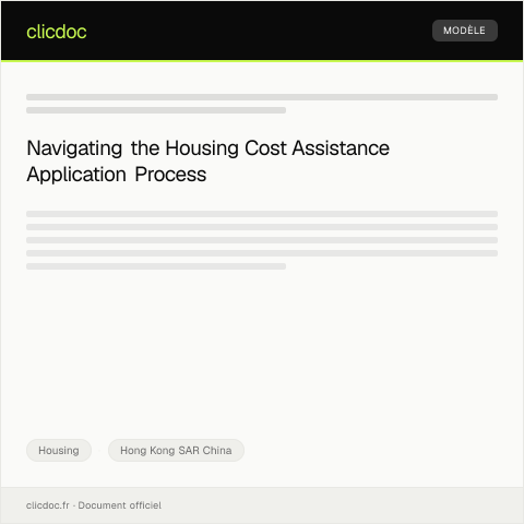 Document preview: Housing Cost Assistance Application住房費用援助申請 — Housing, Hong Kong SAR China