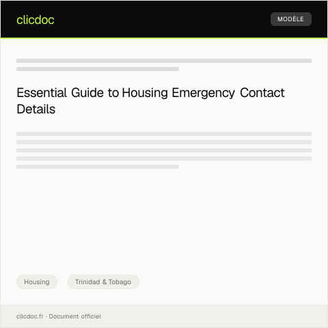 Document preview: Form for Housing Emergency Contact Details — Housing, Trinidad & Tobago
