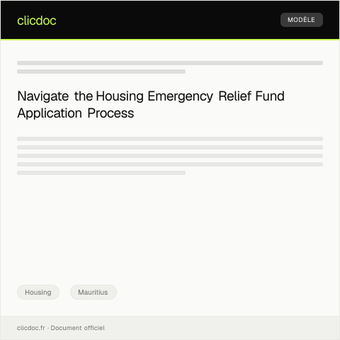 Document preview: Application for Housing Emergency Relief Fund (PSC Form 32/2023) — Housing, Mauritius