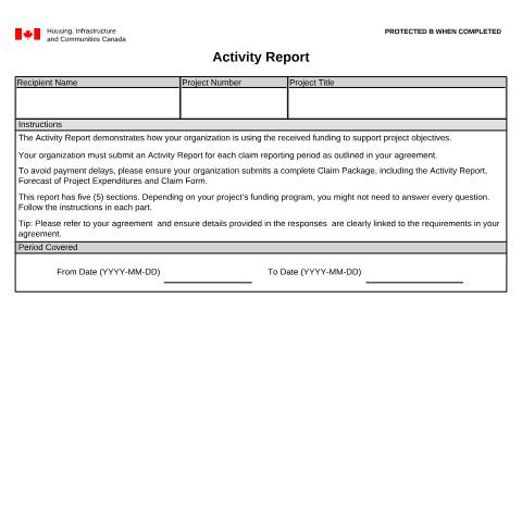 Document preview: Activity Report — Housing, Infrastructure Communities Canada (HICC), Canada (CERFA n°HIC5542)