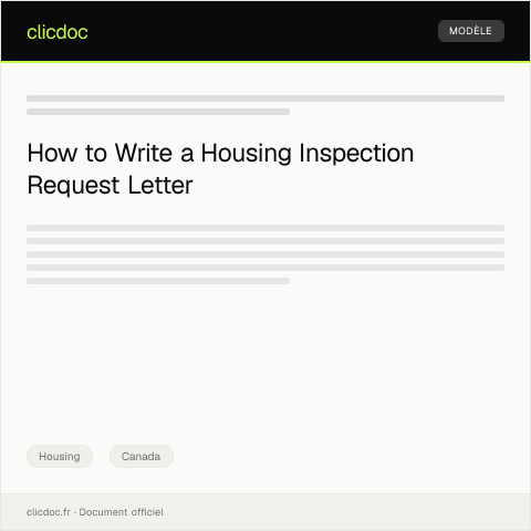 Document preview: Housing Inspection Request Form — Housing, Canada