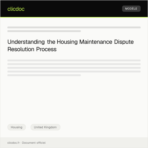 Document preview: Application for Housing Maintenance Dispute Resolution — Housing, United Kingdom