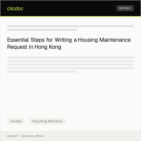 Document preview: Housing Maintenance Request房屋維修申請 — Housing, Hong Kong SAR China