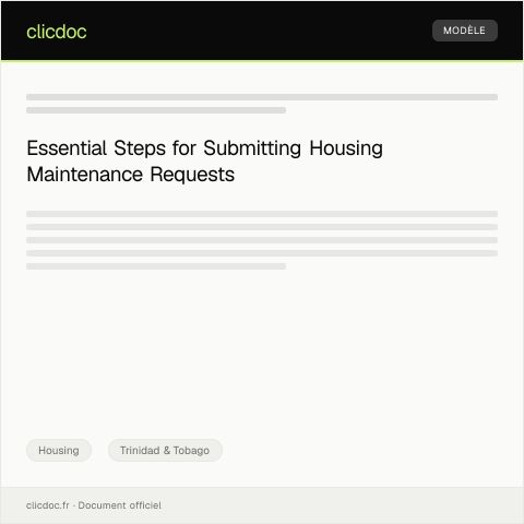 Document preview: Housing Maintenance Service Request Form — Housing, Trinidad & Tobago