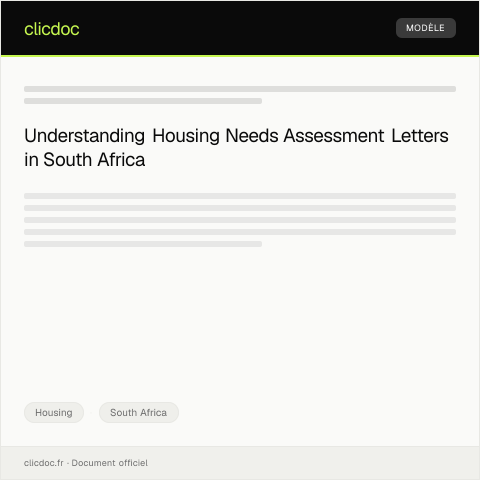 Document preview: Form for Housing Needs Assessment & Prioritization — Housing, South Africa