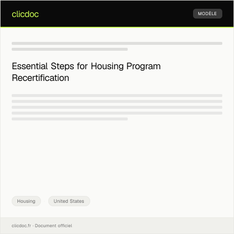 Document preview: Notification of Housing Program Recertification — Housing, United States