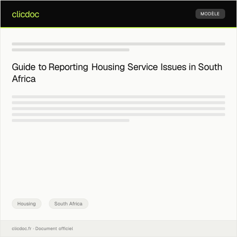 Document preview: Form for Reporting Housing Service Complaints — Housing, South Africa
