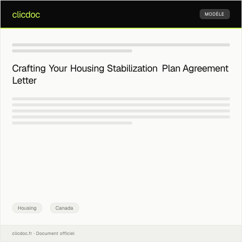 Document preview: Housing Stabilization Plan Agreement — Housing, Canada