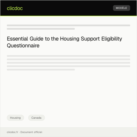 Document preview: Housing Support Eligibility Questionnaire — Housing, Canada