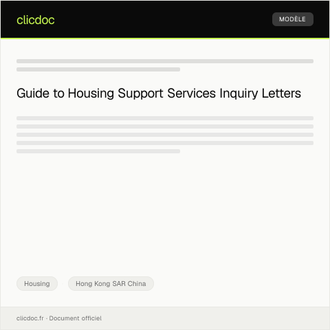 Document preview: Housing Support Services Inquiry房屋支援服務查詢 — Housing, Hong Kong SAR China