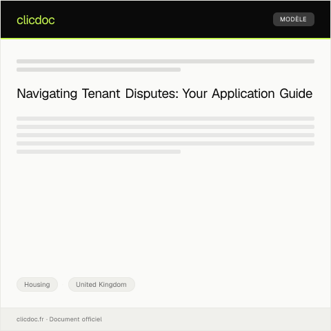 Document preview: Application for Housing Tenant Dispute Resolution — Housing, United Kingdom