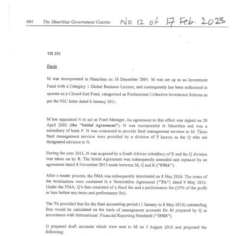 Document preview: TR 251 — Document, Mauritius (CERFA n°TR251)
