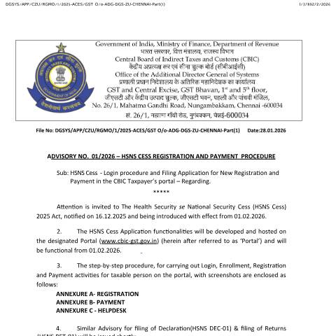 Document preview: HSNS Advisory Helpdesk 01 2026 — gst, India (CERFA n°HSNS_Advisory_Helpdesk_01-2026)