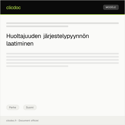Document preview: Huoltajuuden järjestelypyyntö — Perhe, Suomi