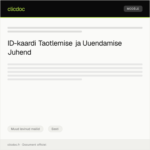 Document preview: Vorm ID-kaardi Taotlus ja Uuendamine — Muud levinud mallid, Eesti
