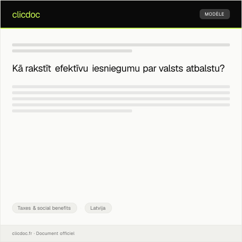 Document preview: Iesniegums par valsts atbalstu — Taxes & social benefits, Latvija