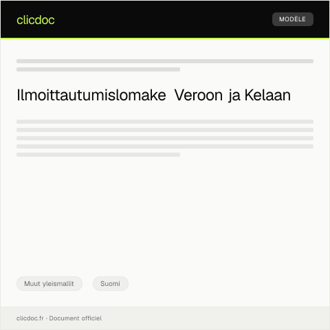 Document preview: Lomake ilmoittautumista varten — Muut yleismallit, Suomi