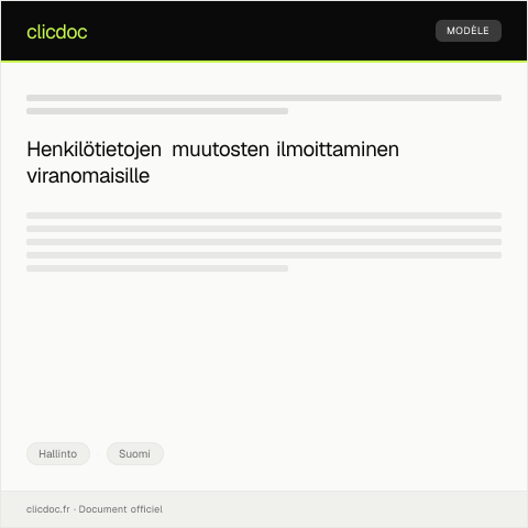 Document preview: Ilmoitus muutoksista henkilötiedoissa — Hallinto, Suomi