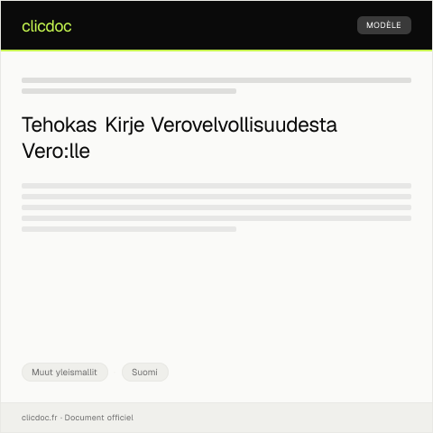 Document preview: Ilmoitus verovelvollisuudesta — Muut yleismallit, Suomi