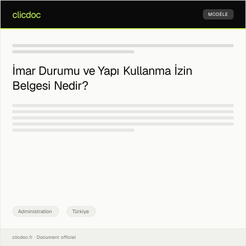 Document preview: İmar durumu ve yapı kullanma izin belgesi talebi — Administration, Türkiye