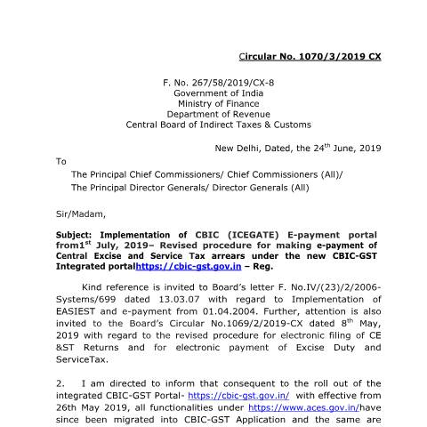 Document preview: Circular1070 2019 CX — gst_circular, India (CERFA n°Circular1070_2019_CX)