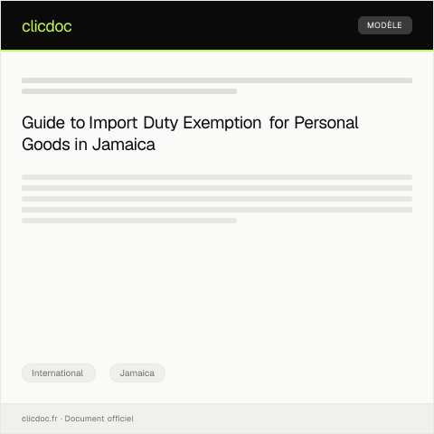 Document preview: Declaration of Import Duty Exemption for Personal Goods at Jamaica Customs — International, Jamaica