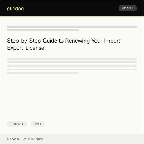 Document preview: Application for Import-Export License Renewal (Form IEC-02, v1.0) — Business, India