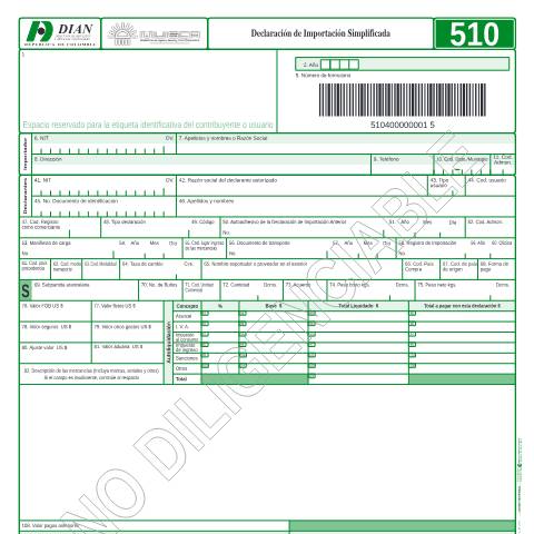 Vista previa del documento Importación simplificada — Año 2004, Colombia (CERFA n°F510-2004)