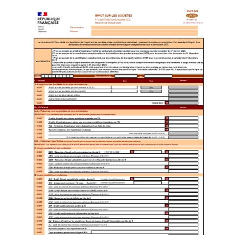 Aperçu du document Impôt sur les sociétés (IS) - Relevé de solde — Professionnels, France (CERFA n°12404*23)