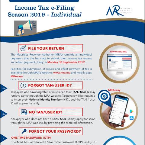 Document preview: Income Tax e-Filing Season 2019 - Individual (25.09.19) — Document, Mauritius (CERFA n°FilingSeason250919)