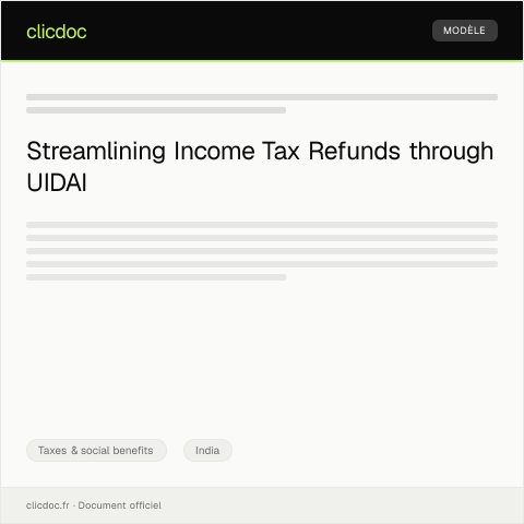 Document preview: Notification of income tax refund status via UIDAI portal — Taxes & social benefits, India
