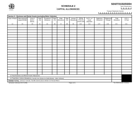 Document preview: Income Tax Schedule 2 — Form, Jamaica (CERFA n°sch2_2017)