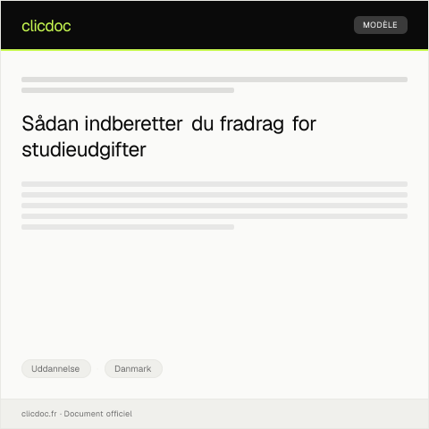 Document preview: Indberetning af fradrag for studieudgifter — Uddannelse, Danmark