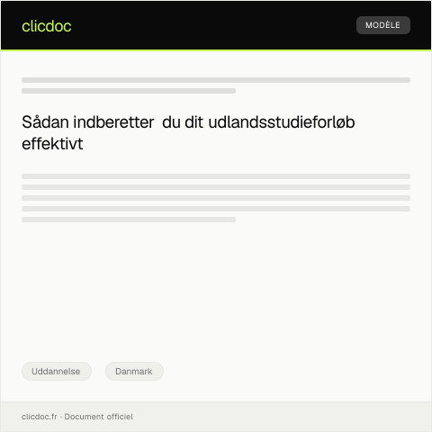 Document preview: Indberetning af udlandsstudieforløb — Uddannelse, Danmark