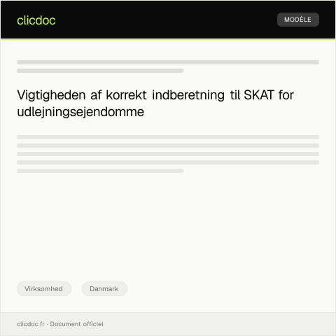 Document preview: Indberetning af udlejningsejendomme til SKAT — Virksomhed, Danmark