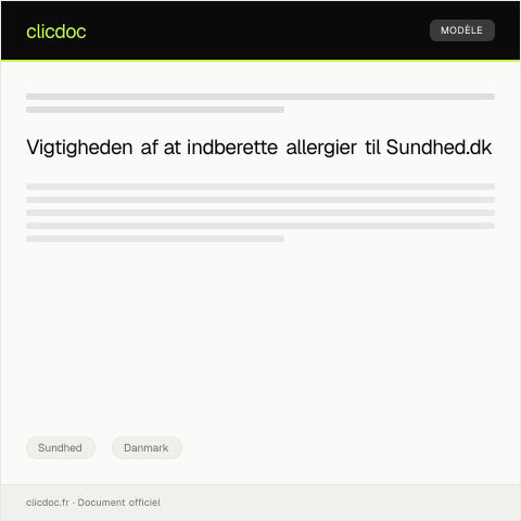 Document preview: Indberetning af allergier til Sundhed.dk — Sundhed, Danmark