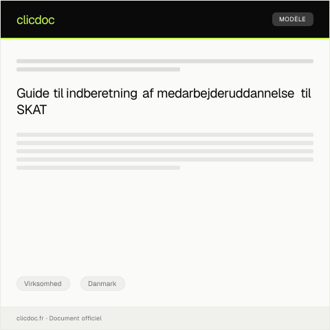 Document preview: Indberetning af medarbejderuddannelse til SKAT — Virksomhed, Danmark