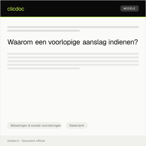 Documentvoorvertoning: Indienen voorlopige aanslag — Belastingen & sociale voorzieningen, Nederland