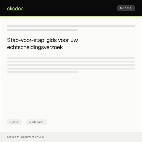 Documentvoorvertoning: Indiening echtscheidingsverzoek bij de rechtbank — Gezin, Nederland