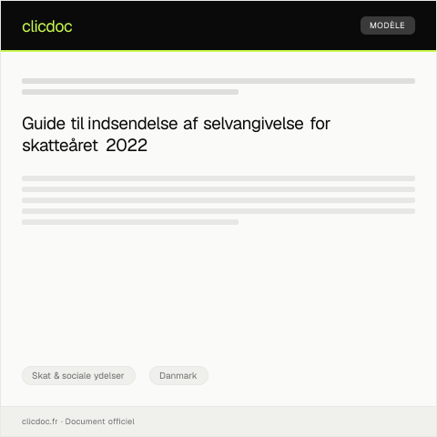 Document preview: Indsendelse af selvangivelse for skatteåret 2022 — Skat & sociale ydelser, Danmark
