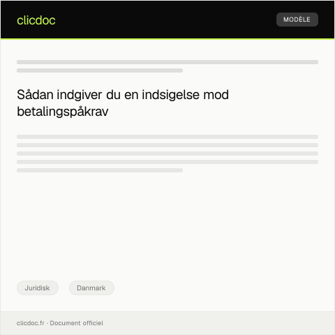 Document preview: Indsigelse mod betalingspåkrav fra kreditorselskab — Juridisk, Danmark