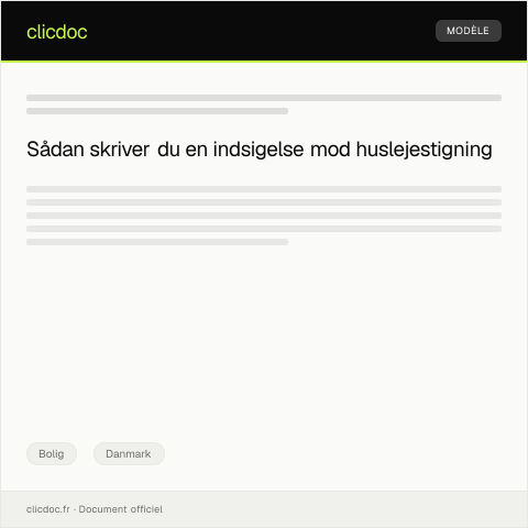 Document preview: Indsigelse mod varsling om huslejestigning — Bolig, Danmark